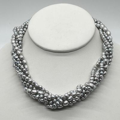 LOT 140: Honora Grey Cultured Freshwater Pearl 6-Strand Torsade 18" Necklace