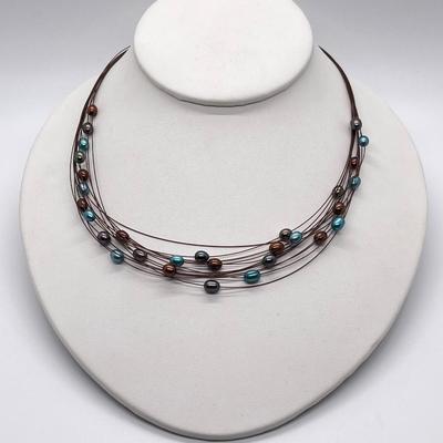 LOT 141: Honora Cultured Freshwater Pearl Multi-Strand Wire Necklace - 18"