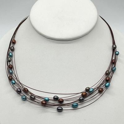 LOT 141: Honora Cultured Freshwater Pearl Multi-Strand Wire Necklace - 18"