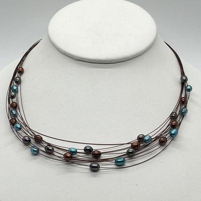 LOT 141: Honora Cultured Freshwater Pearl Multi-Strand Wire Necklace - 18"