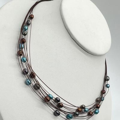 LOT 141: Honora Cultured Freshwater Pearl Multi-Strand Wire Necklace - 18"