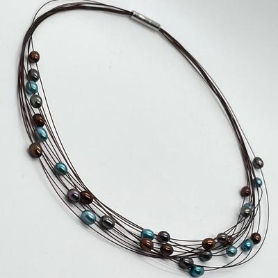 LOT 141: Honora Cultured Freshwater Pearl Multi-Strand Wire Necklace - 18"