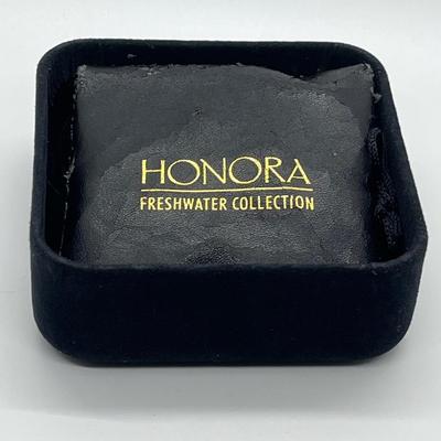 LOT 145: Black Cultured Freshwater Pearl 18" Necklace with 14K White Gold Clasp - By Honora