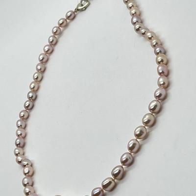 LOT 148: Honora Plum Cultured Freshwater Pear 18" Necklace with Sterling Silver Heart Clasp