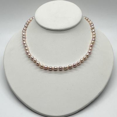 LOT 148: Honora Plum Cultured Freshwater Pear 18" Necklace with Sterling Silver Heart Clasp