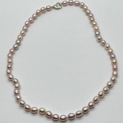 LOT 148: Honora Plum Cultured Freshwater Pear 18" Necklace with Sterling Silver Heart Clasp