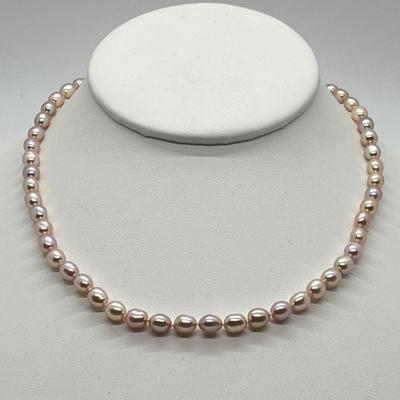 LOT 148: Honora Plum Cultured Freshwater Pear 18" Necklace with Sterling Silver Heart Clasp