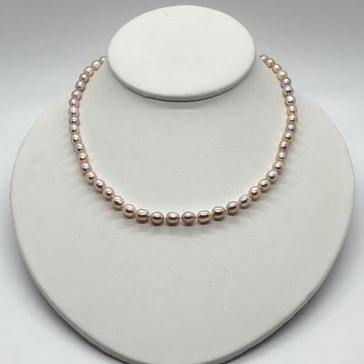 LOT 148: Honora Plum Cultured Freshwater Pear 18" Necklace with Sterling Silver Heart Clasp