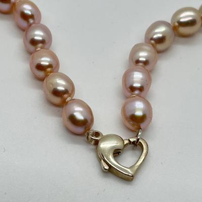 LOT 148: Honora Plum Cultured Freshwater Pear 18" Necklace with Sterling Silver Heart Clasp