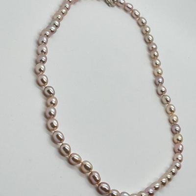 LOT 148: Honora Plum Cultured Freshwater Pear 18" Necklace with Sterling Silver Heart Clasp