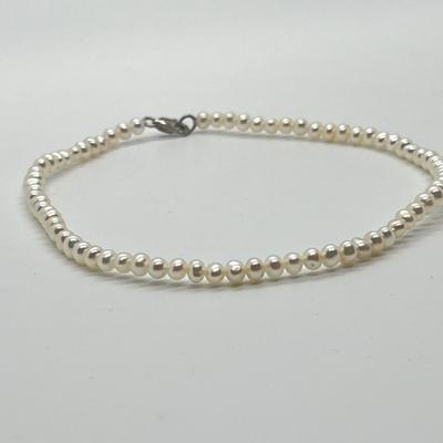 LOT 150: Honora Cultured Freshwater Pearl and Sterling Silver 10" Anklet