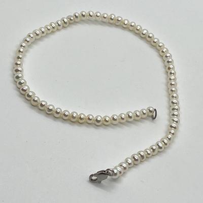 LOT 150: Honora Cultured Freshwater Pearl and Sterling Silver 10" Anklet