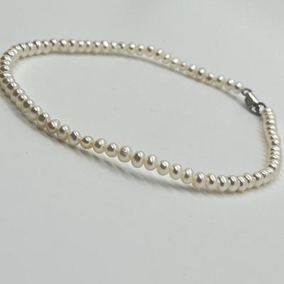 LOT 150: Honora Cultured Freshwater Pearl and Sterling Silver 10" Anklet