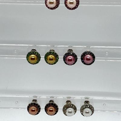 LOT 151: Five Pairs Faux Pearl Stud Earrings