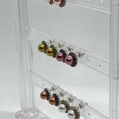 LOT 151: Five Pairs Faux Pearl Stud Earrings