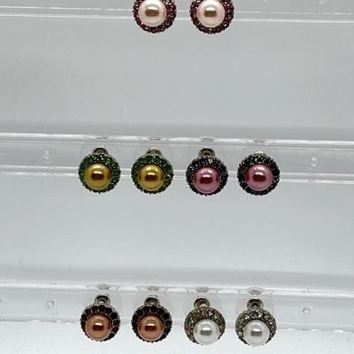 LOT 151: Five Pairs Faux Pearl Stud Earrings