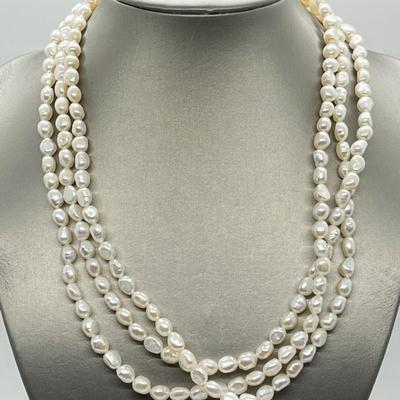 LOT 152: Honora Cultured Pearl 64" Necklace and Three Stretch Bracelets