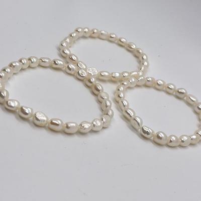 LOT 152: Honora Cultured Pearl 64" Necklace and Three Stretch Bracelets