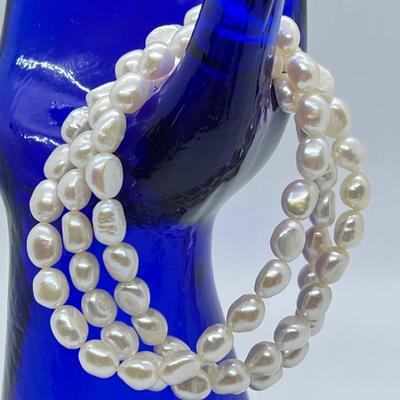 LOT 152: Honora Cultured Pearl 64" Necklace and Three Stretch Bracelets