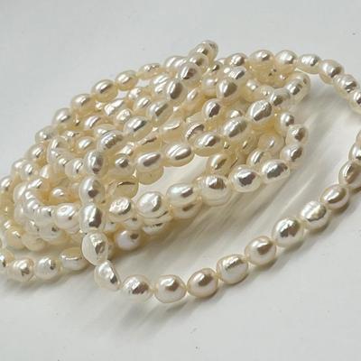 LOT 152: Honora Cultured Pearl 64" Necklace and Three Stretch Bracelets