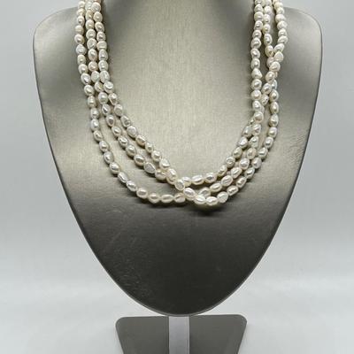 LOT 152: Honora Cultured Pearl 64" Necklace and Three Stretch Bracelets