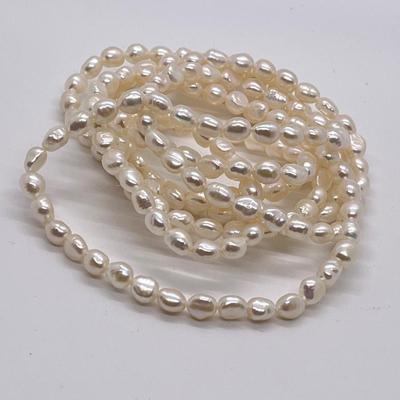 LOT 152: Honora Cultured Pearl 64" Necklace and Three Stretch Bracelets