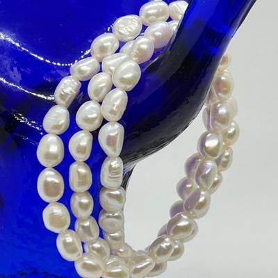 LOT 152: Honora Cultured Pearl 64" Necklace and Three Stretch Bracelets