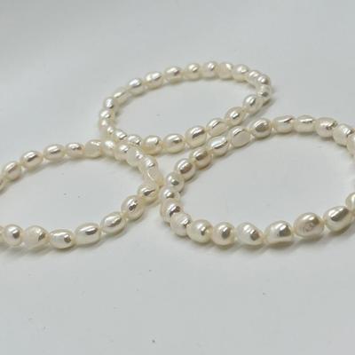 LOT 152: Honora Cultured Pearl 64" Necklace and Three Stretch Bracelets