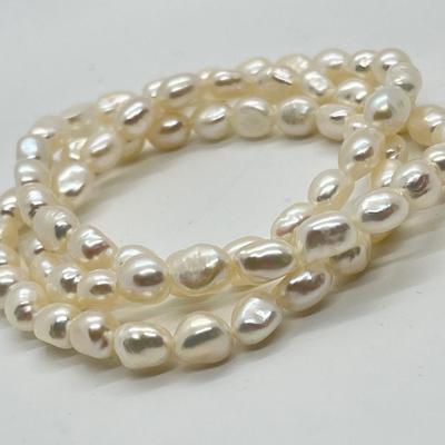 LOT 152: Honora Cultured Pearl 64" Necklace and Three Stretch Bracelets