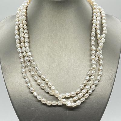 LOT 152: Honora Cultured Pearl 64" Necklace and Three Stretch Bracelets