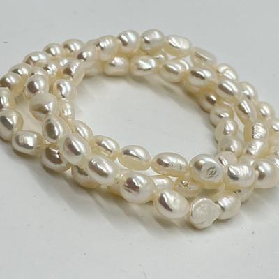 LOT 152: Honora Cultured Pearl 64" Necklace and Three Stretch Bracelets