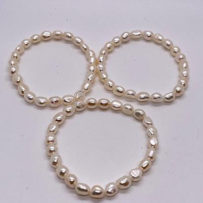 LOT 152: Honora Cultured Pearl 64" Necklace and Three Stretch Bracelets