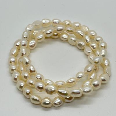 LOT 152: Honora Cultured Pearl 64" Necklace and Three Stretch Bracelets
