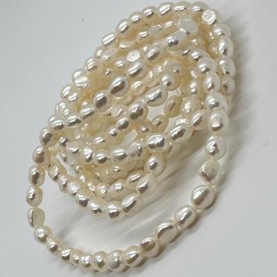 LOT 152: Honora Cultured Pearl 64" Necklace and Three Stretch Bracelets