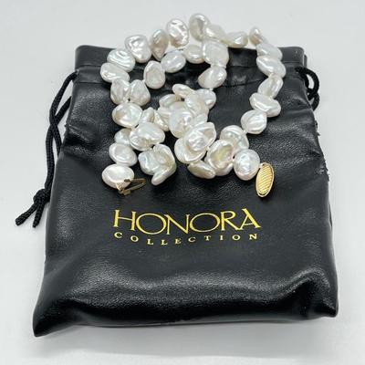 LOT 154: Honora Cultured Freshwater Keshi Pearl 18" Necklace with 14K Gold Clasp
