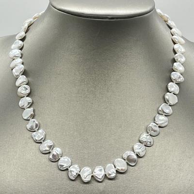 LOT 154: Honora Cultured Freshwater Keshi Pearl 18" Necklace with 14K Gold Clasp