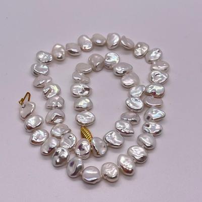 LOT 154: Honora Cultured Freshwater Keshi Pearl 18" Necklace with 14K Gold Clasp