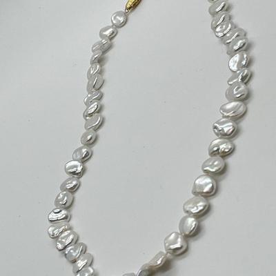 LOT 154: Honora Cultured Freshwater Keshi Pearl 18" Necklace with 14K Gold Clasp