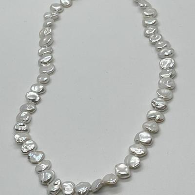 LOT 154: Honora Cultured Freshwater Keshi Pearl 18" Necklace with 14K Gold Clasp