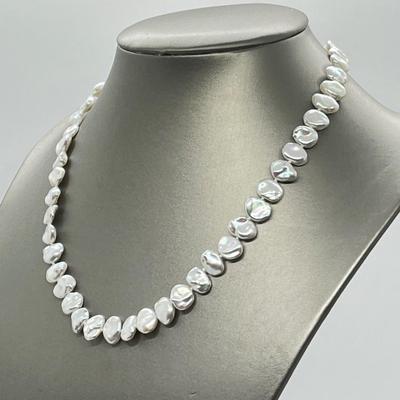 LOT 154: Honora Cultured Freshwater Keshi Pearl 18" Necklace with 14K Gold Clasp