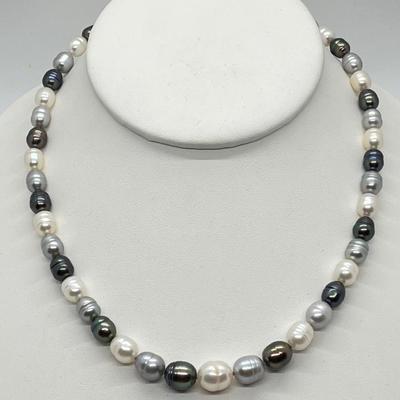 LOT 155: Honora 18" Ringed Graduated Cultured Pearl 18" Necklace with Sterling Clasp