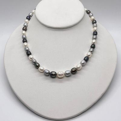 LOT 155: Honora 18" Ringed Graduated Cultured Pearl 18" Necklace with Sterling Clasp