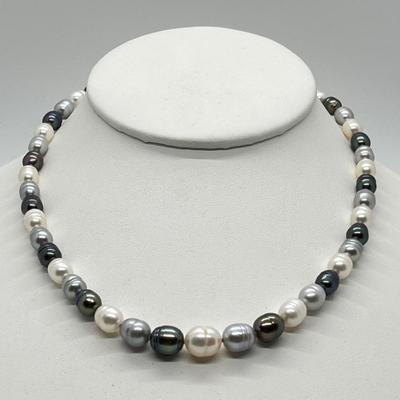 LOT 155: Honora 18" Ringed Graduated Cultured Pearl 18" Necklace with Sterling Clasp