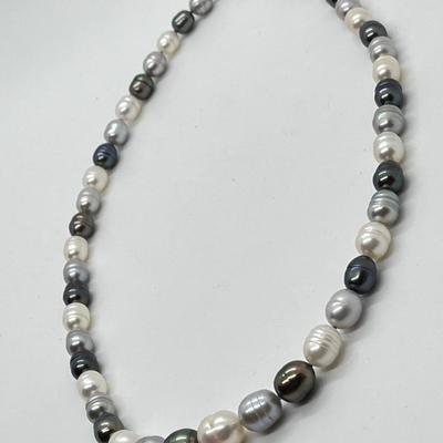 LOT 155: Honora 18" Ringed Graduated Cultured Pearl 18" Necklace with Sterling Clasp