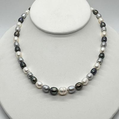 LOT 155: Honora 18" Ringed Graduated Cultured Pearl 18" Necklace with Sterling Clasp