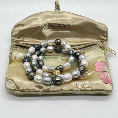 LOT 155: Honora 18" Ringed Graduated Cultured Pearl 18" Necklace with Sterling Clasp