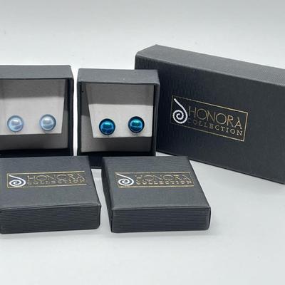 LOT 156: Two Pairs Honora Cultured Pearl Stud Earrings