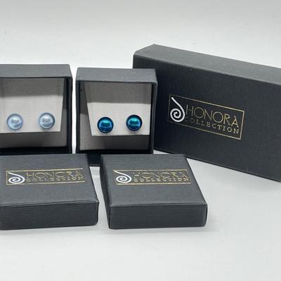 LOT 156: Two Pairs Honora Cultured Pearl Stud Earrings