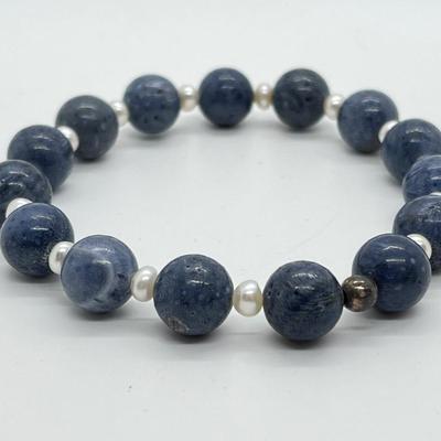LOT 157: Lee Sands Blue Coral Stretch Bracelet