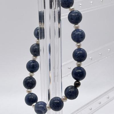 LOT 157: Lee Sands Blue Coral Stretch Bracelet